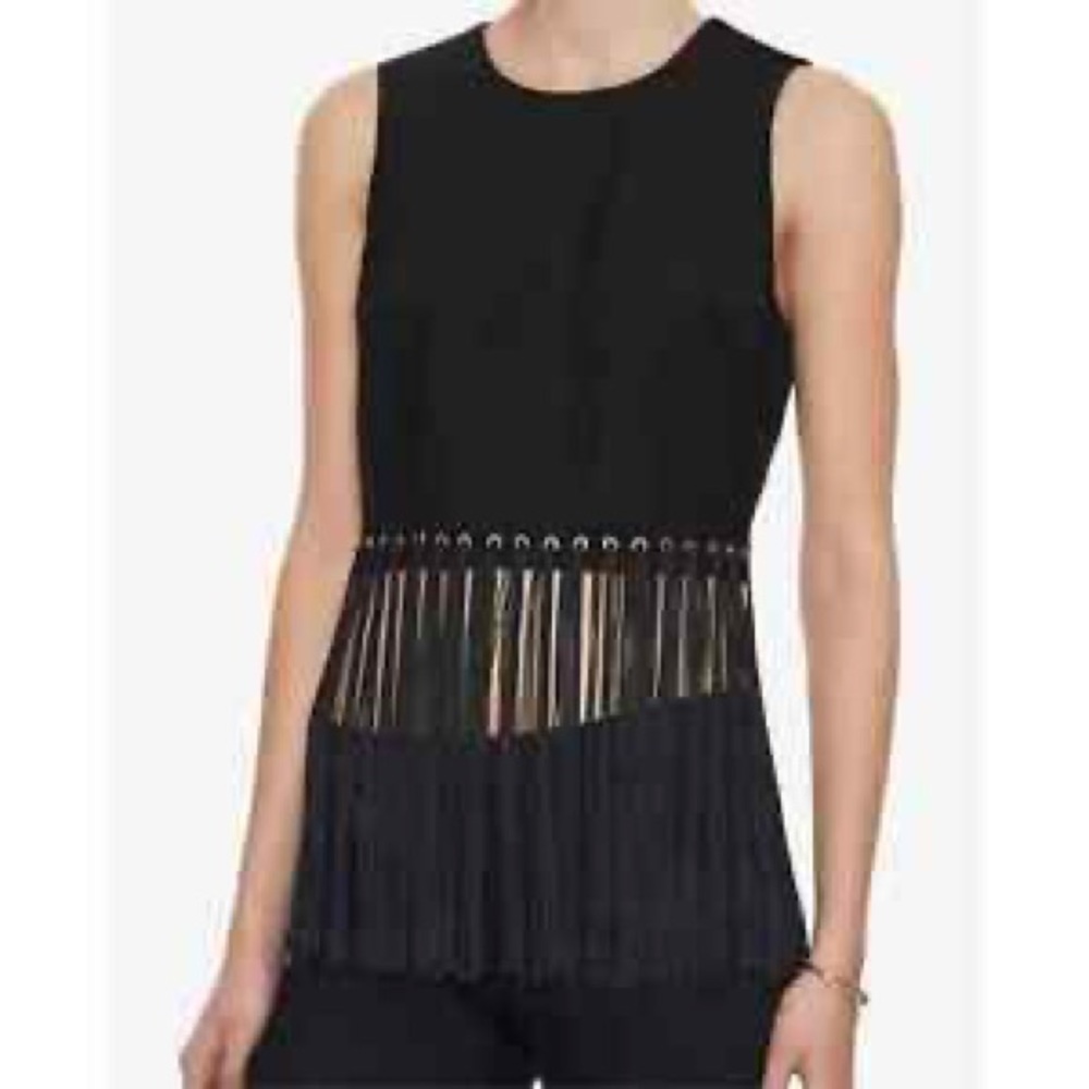 Elizabeth and James Women's Black Piers Fringe Sleeveless Top
